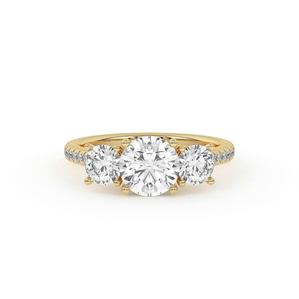 360 degree view of Timeless Three-Stone Lab Diamond Pavé Accents Engagement Ring