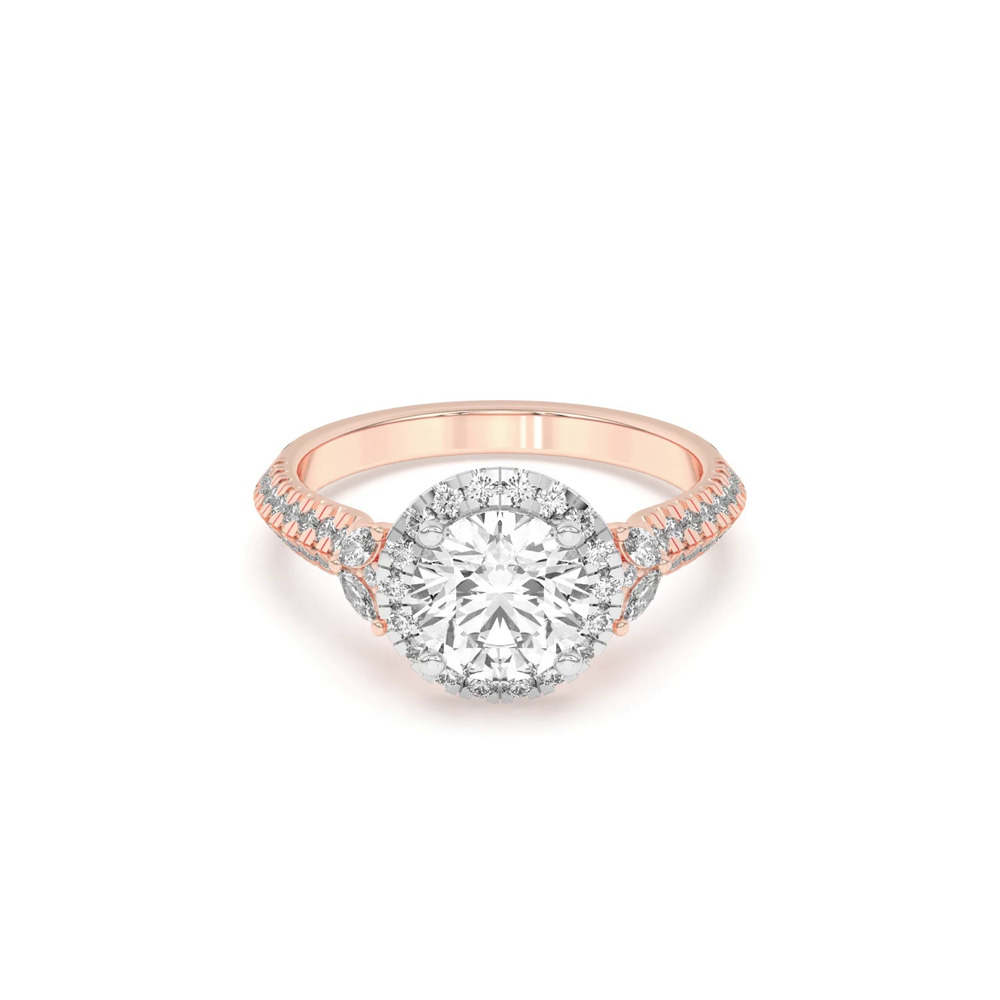360 degree view of Anja Pave Knife-Edge Cluster Halo Two-Tone Engagement Ring