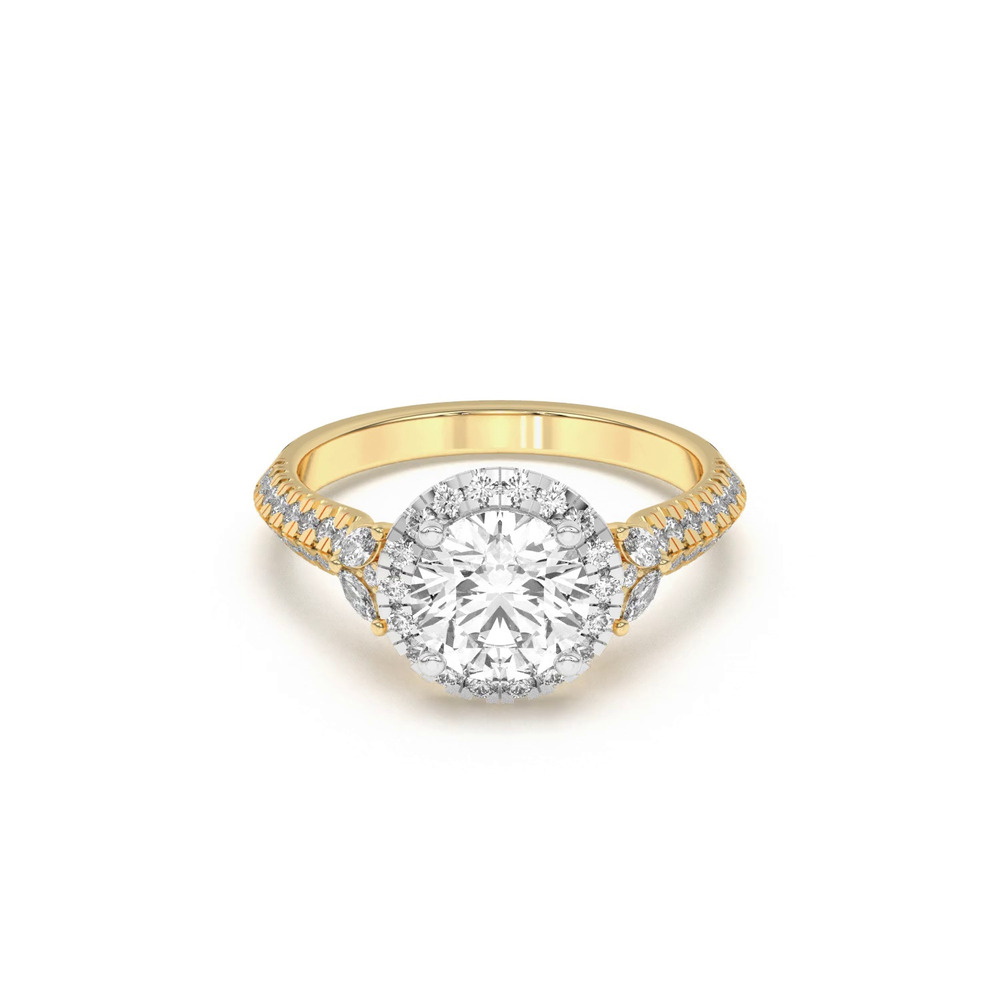360 degree view of Anja Pave Knife-Edge Cluster Halo Two-Tone Engagement Ring