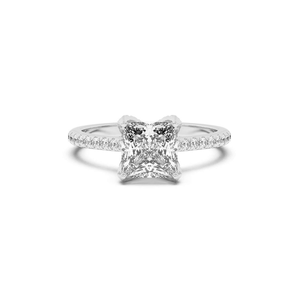 360 degree view of Marian Lab Diamond-Encrusted Tulip Prong Pavé Engagement Ring