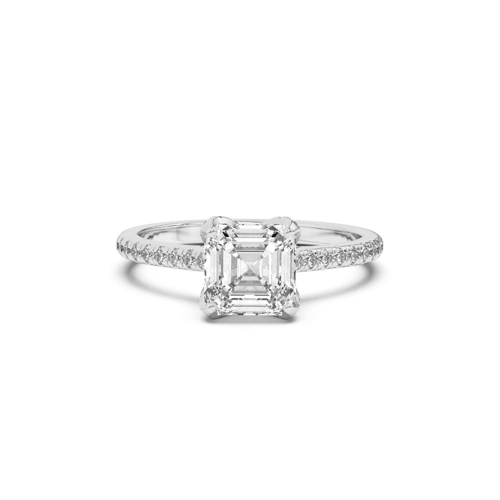 360 degree view of Marian Lab Diamond-Encrusted Tulip Prong Pavé Engagement Ring
