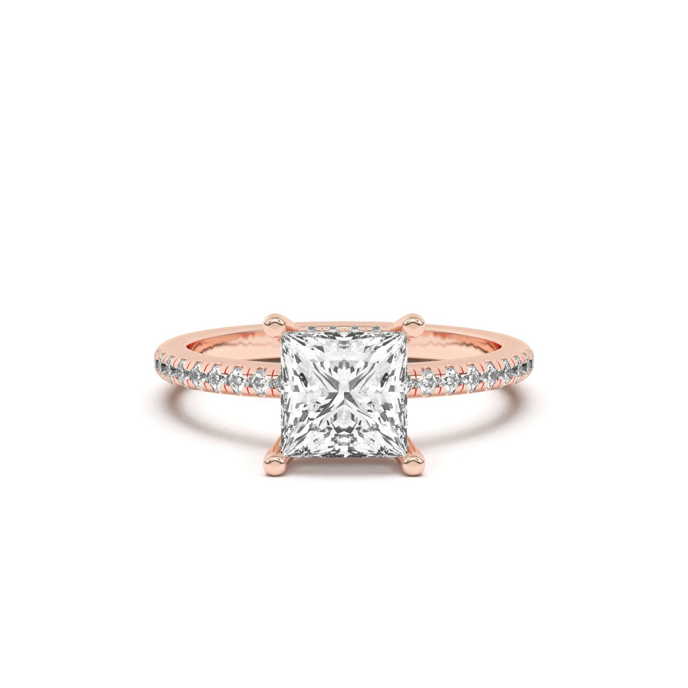 360 degree view of Marie Classic Hidden Halo Lab Pavé Engagement Ring