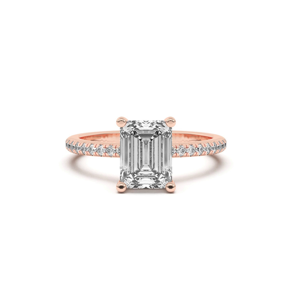 360 degree view of Marie Classic Hidden Halo Lab Pavé Engagement Ring
