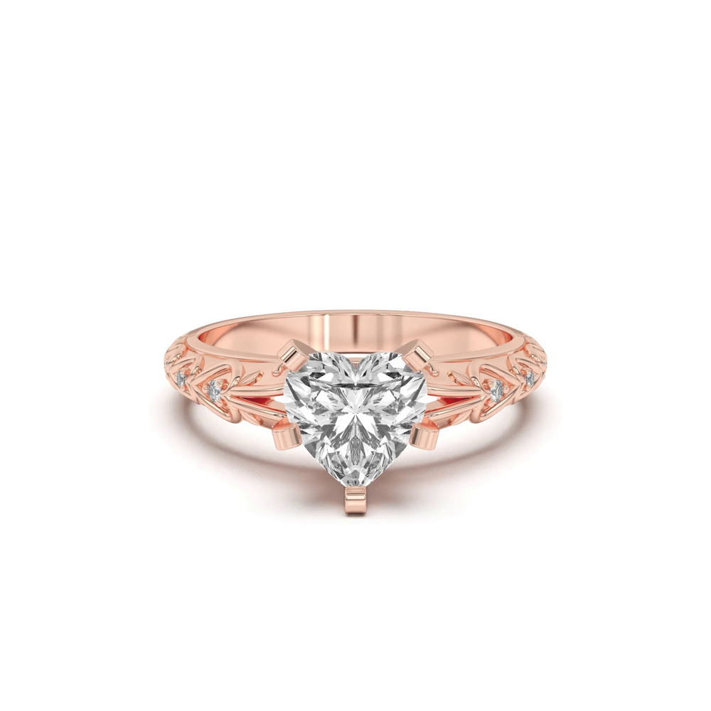 360 degree view of Kathryn Lab Pavé Heart Scroll Engagement Ring