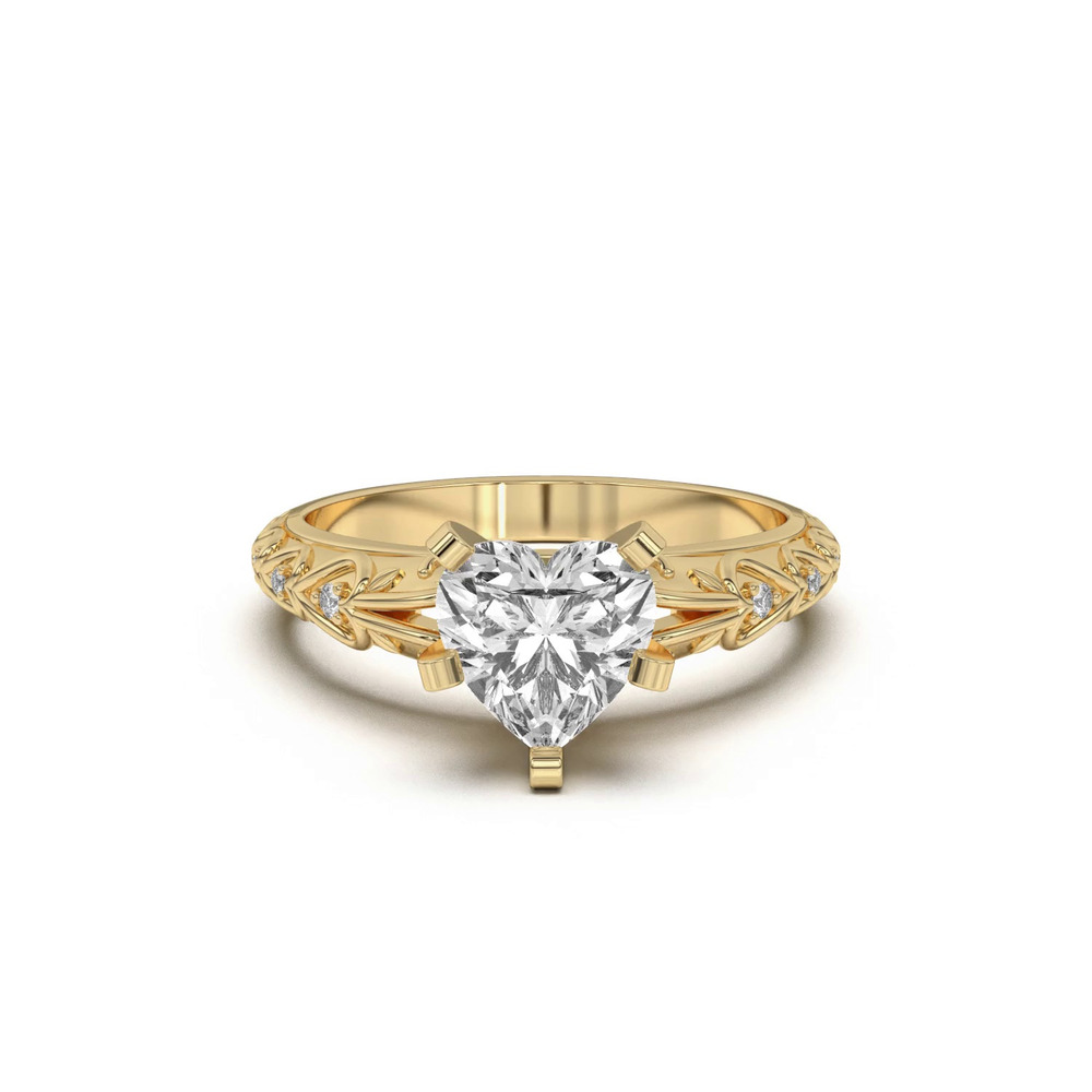 360 degree view of Kathryn Lab Pavé Heart Scroll Engagement Ring