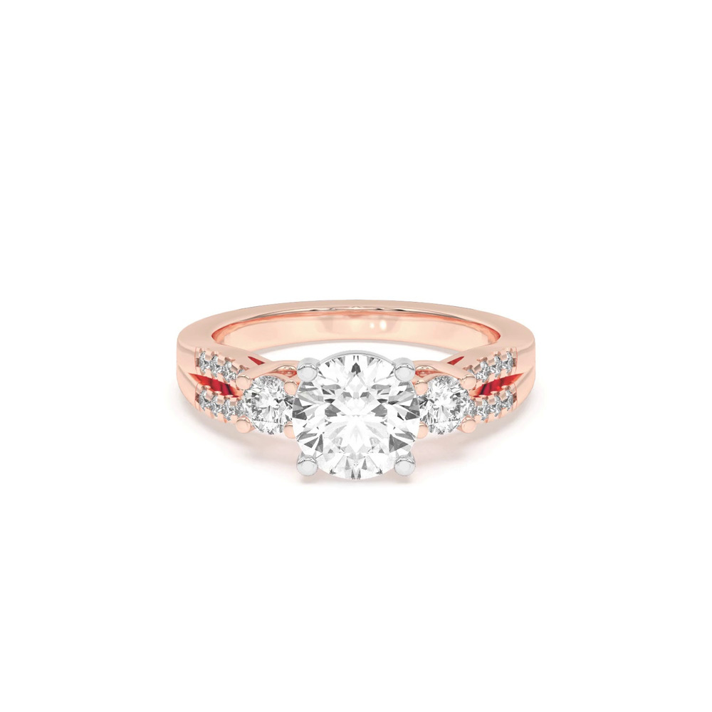 360 degree view of Beth Three-Stone Split Pavé Two-Tone Engagement Ring