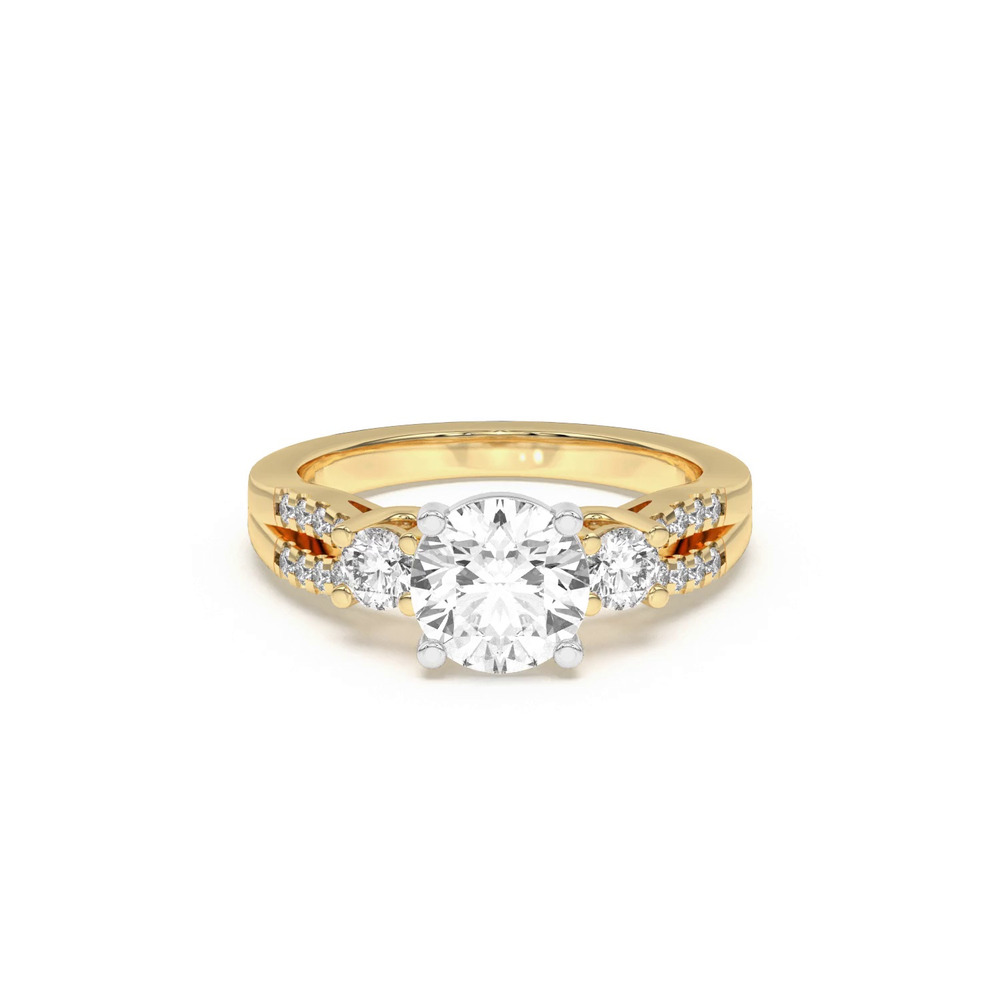 360 degree view of Beth Three-Stone Split Pavé Two-Tone Engagement Ring