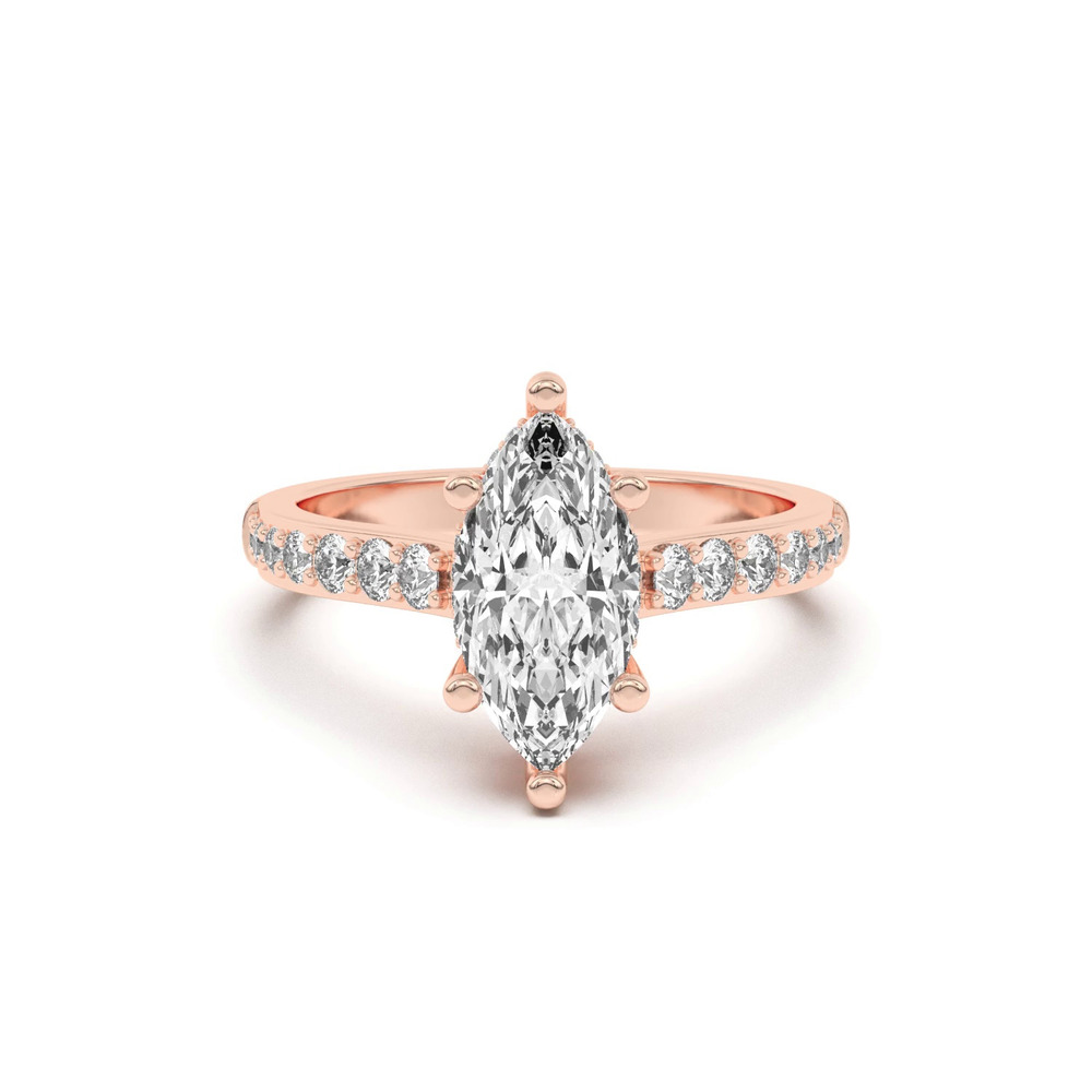 360 degree view of Rita Graduated Pavé Engagement Ring With Hidden Halo