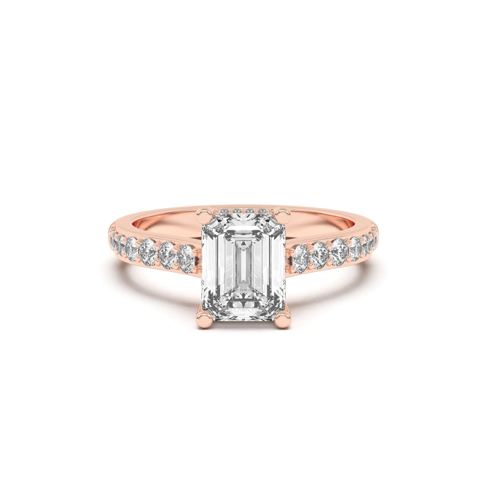 360 degree view of Rita Graduated Pavé Engagement Ring With Hidden Halo