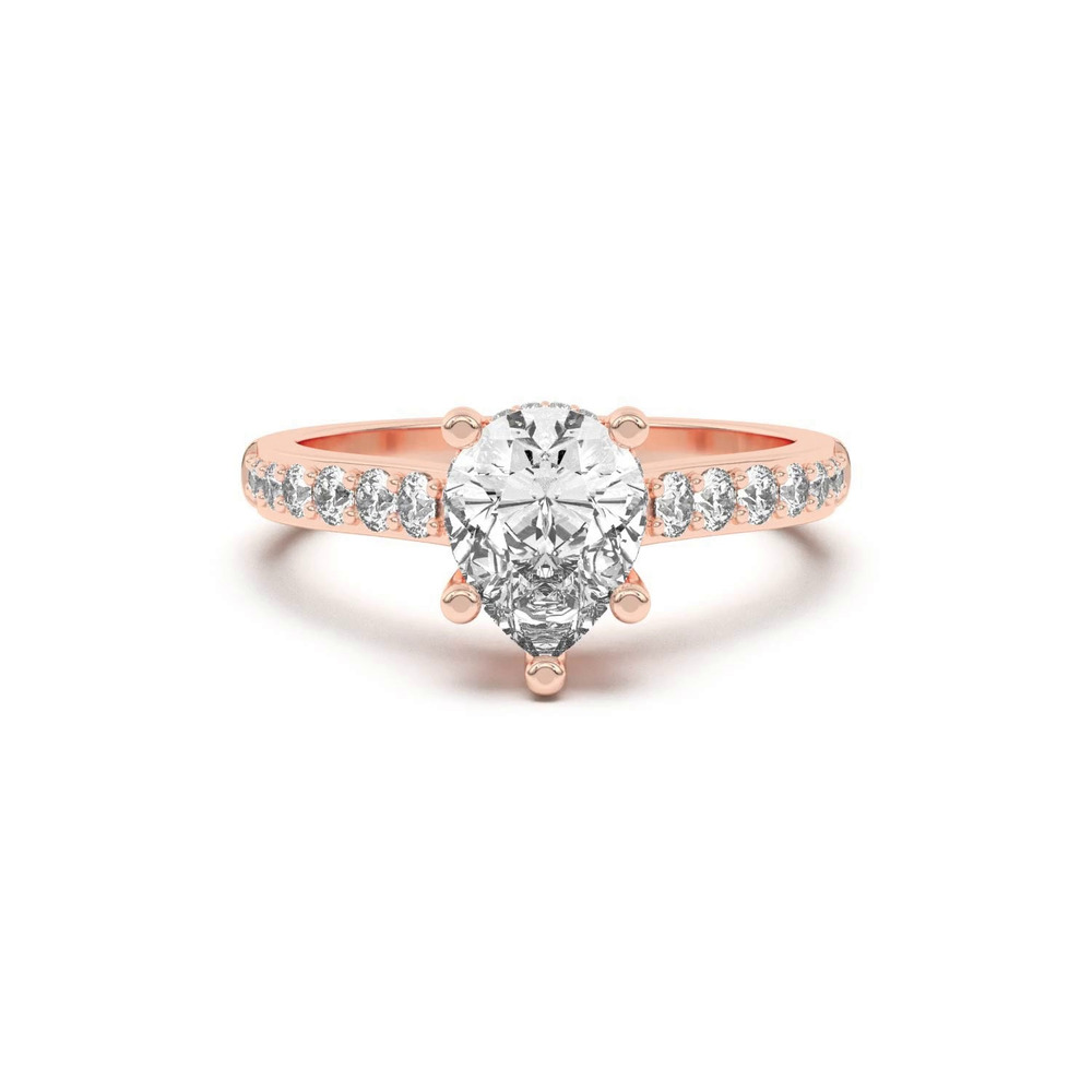 360 degree view of Rita Graduated Pavé Engagement Ring With Hidden Halo