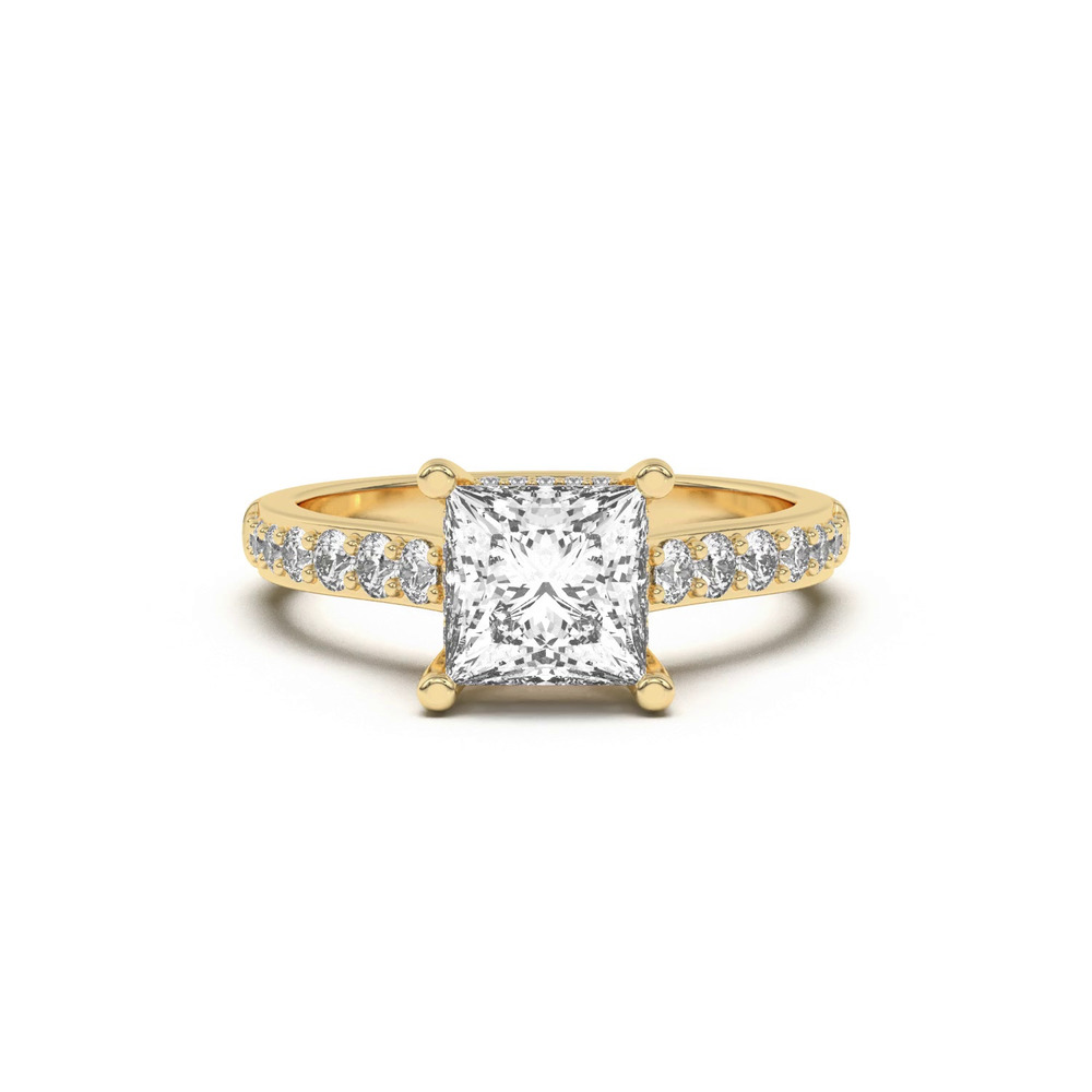 360 degree view of Rita Graduated Pavé Engagement Ring With Hidden Halo