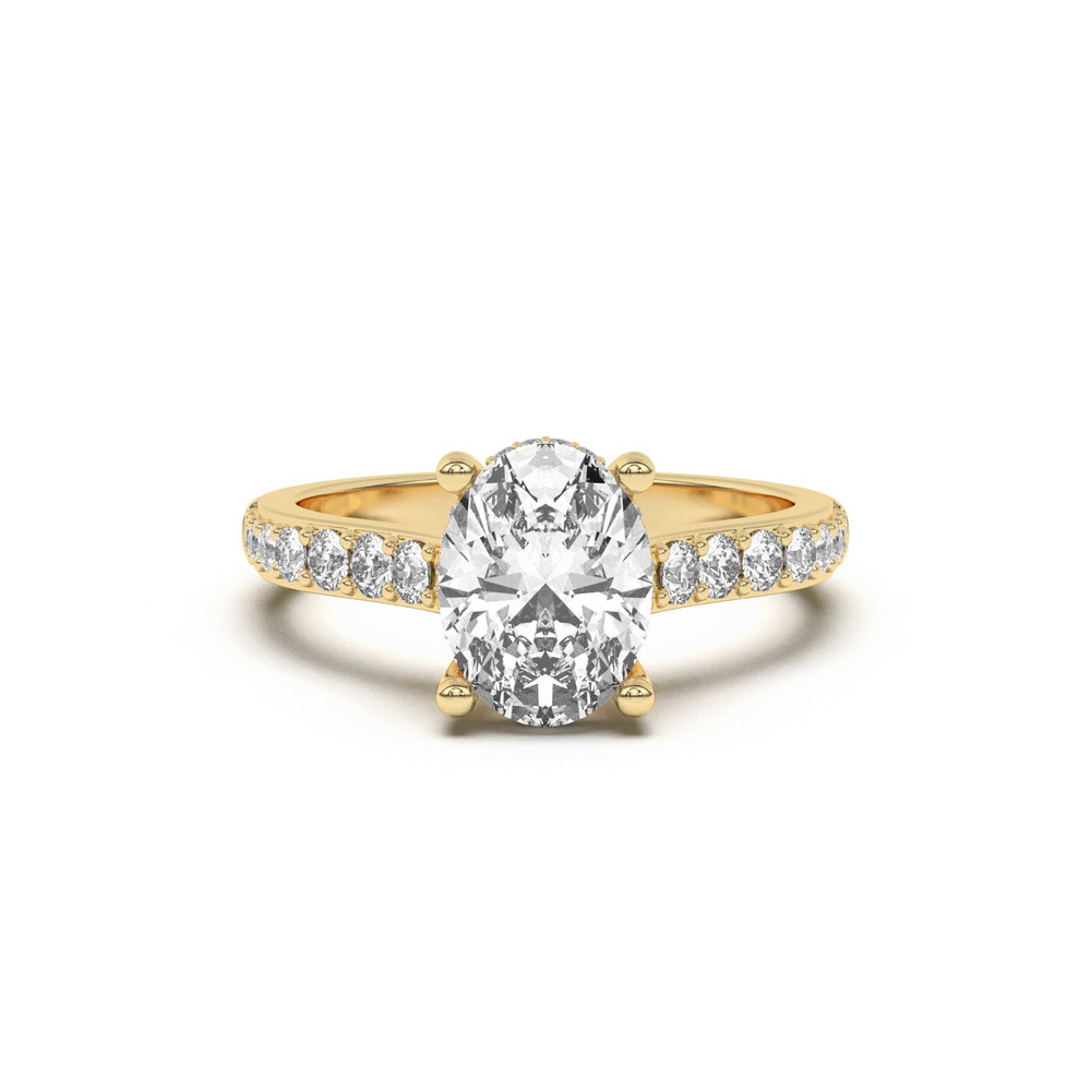 360 degree view of Rita Graduated Pavé Engagement Ring With Hidden Halo