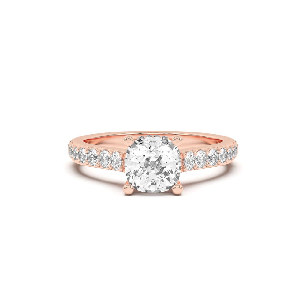 360 degree view of Rita Graduated Pavé Engagement Ring With Hidden Halo