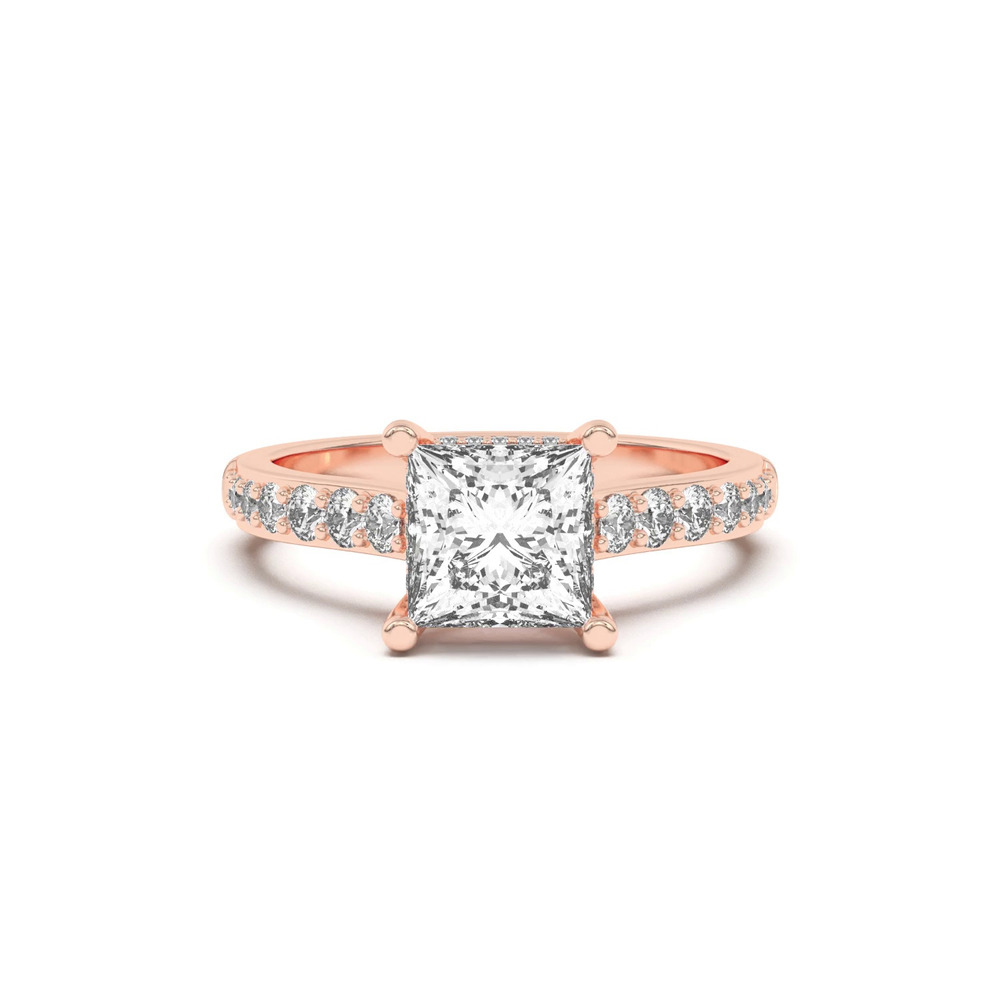 360 degree view of Rita Graduated Pavé Engagement Ring With Hidden Halo