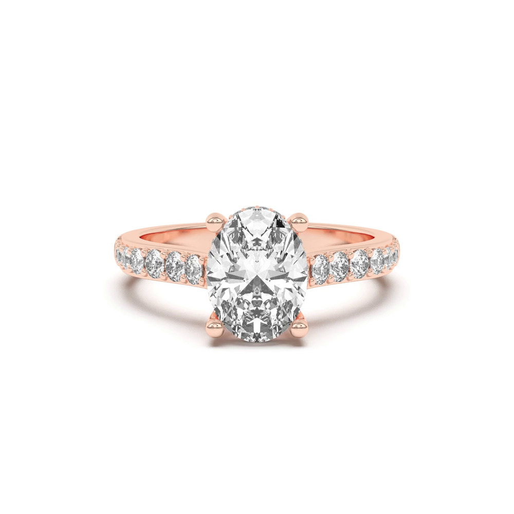 360 degree view of Rita Graduated Pavé Engagement Ring With Hidden Halo