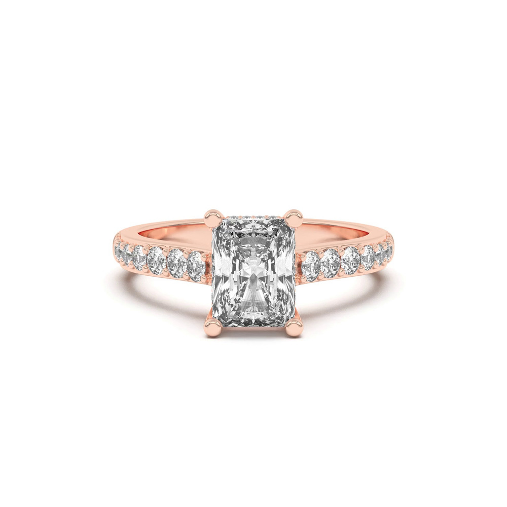 360 degree view of Rita Graduated Pavé Engagement Ring With Hidden Halo