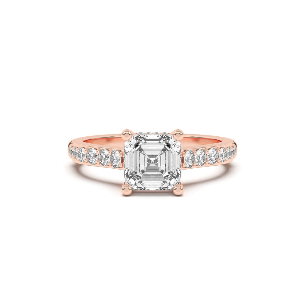 360 degree view of Rita Graduated Pavé Engagement Ring With Hidden Halo