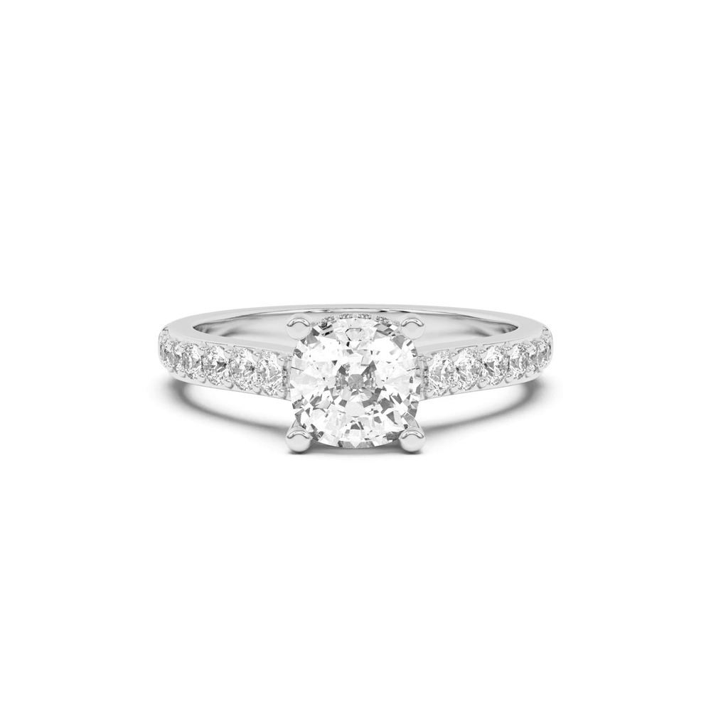 360 degree view of Rita Graduated Pavé Engagement Ring With Hidden Halo