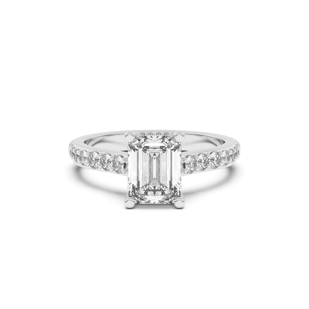 360 degree view of Rita Graduated Pavé Engagement Ring With Hidden Halo