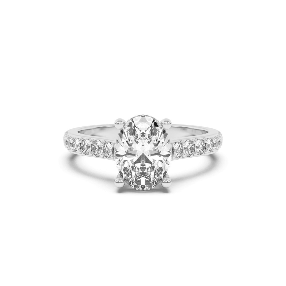 360 degree view of Rita Graduated Pavé Engagement Ring With Hidden Halo