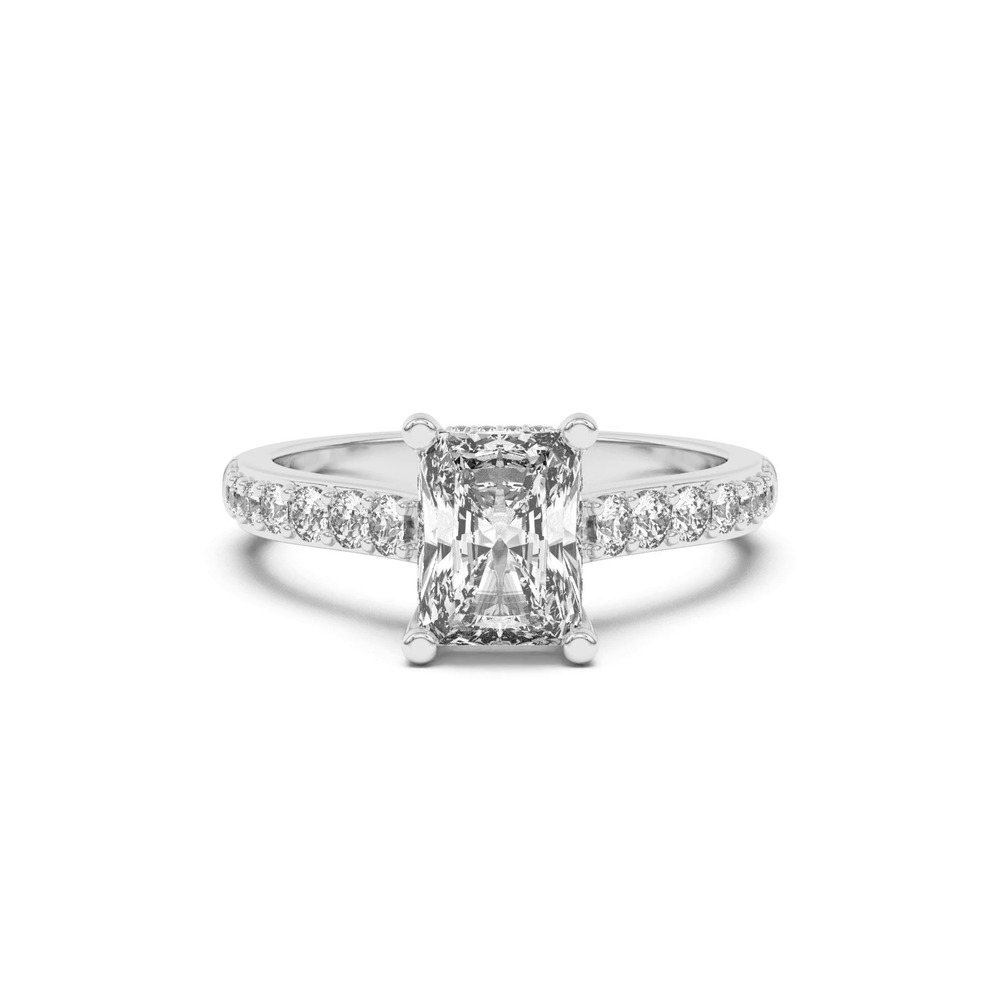 360 degree view of Rita Graduated Pavé Engagement Ring With Hidden Halo