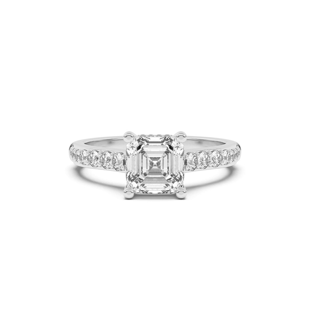 360 degree view of Rita Graduated Pavé Engagement Ring With Hidden Halo
