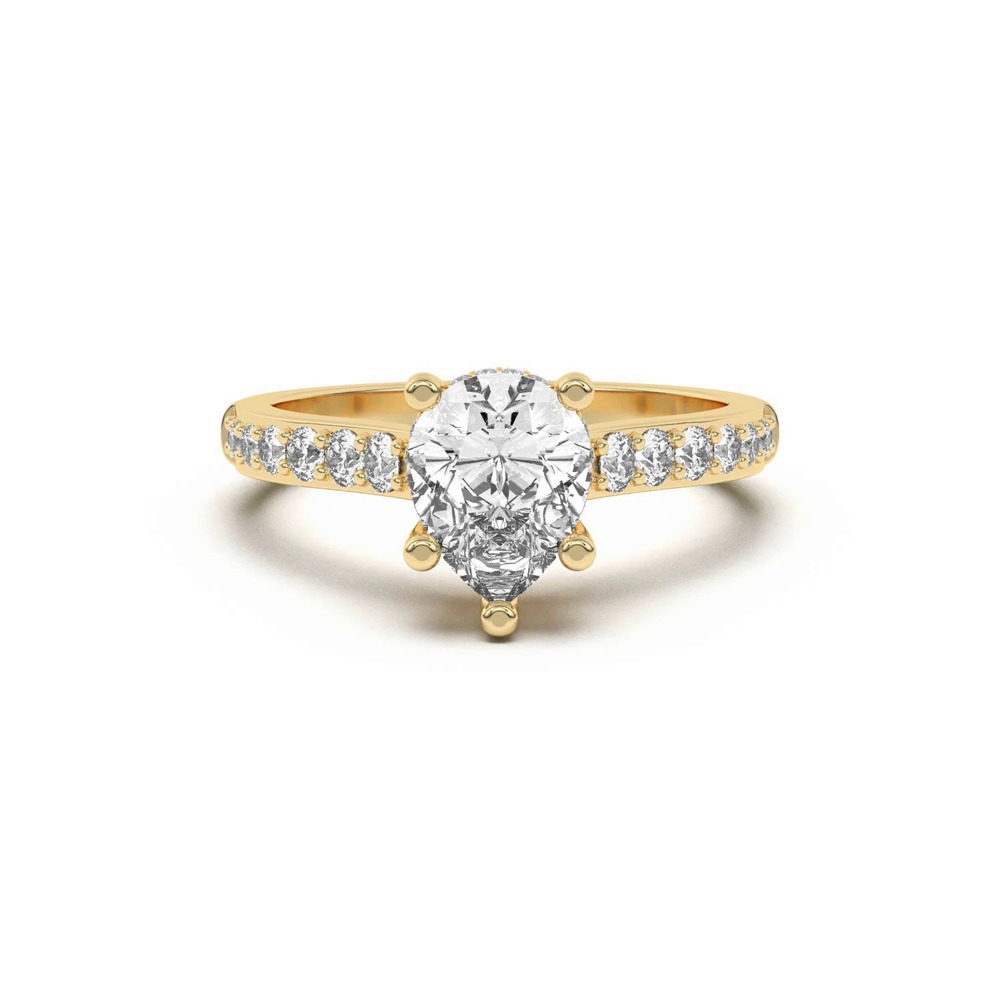 360 degree view of Rita Graduated Pavé Engagement Ring With Hidden Halo