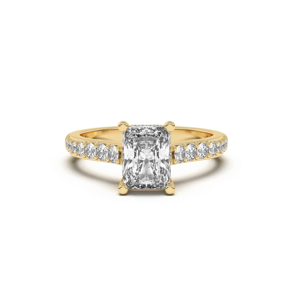 360 degree view of Rita Graduated Pavé Engagement Ring With Hidden Halo