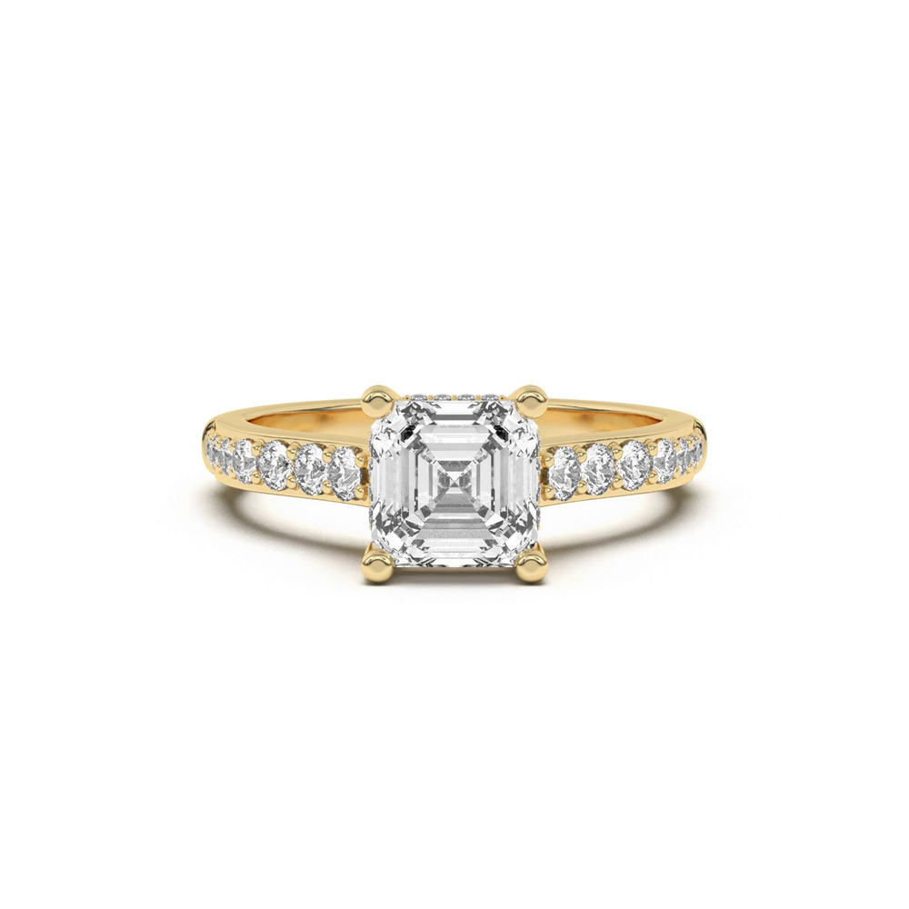 360 degree view of Rita Graduated Pavé Engagement Ring With Hidden Halo
