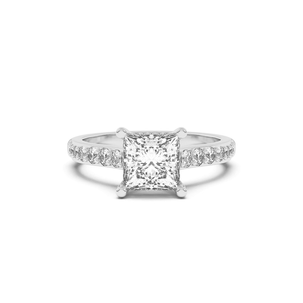 360 degree view of Rita Graduated Pavé Engagement Ring With Hidden Halo