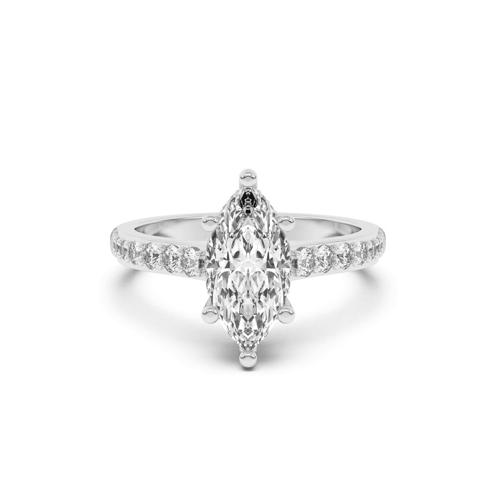 360 degree view of Rita Graduated Pavé Engagement Ring With Hidden Halo