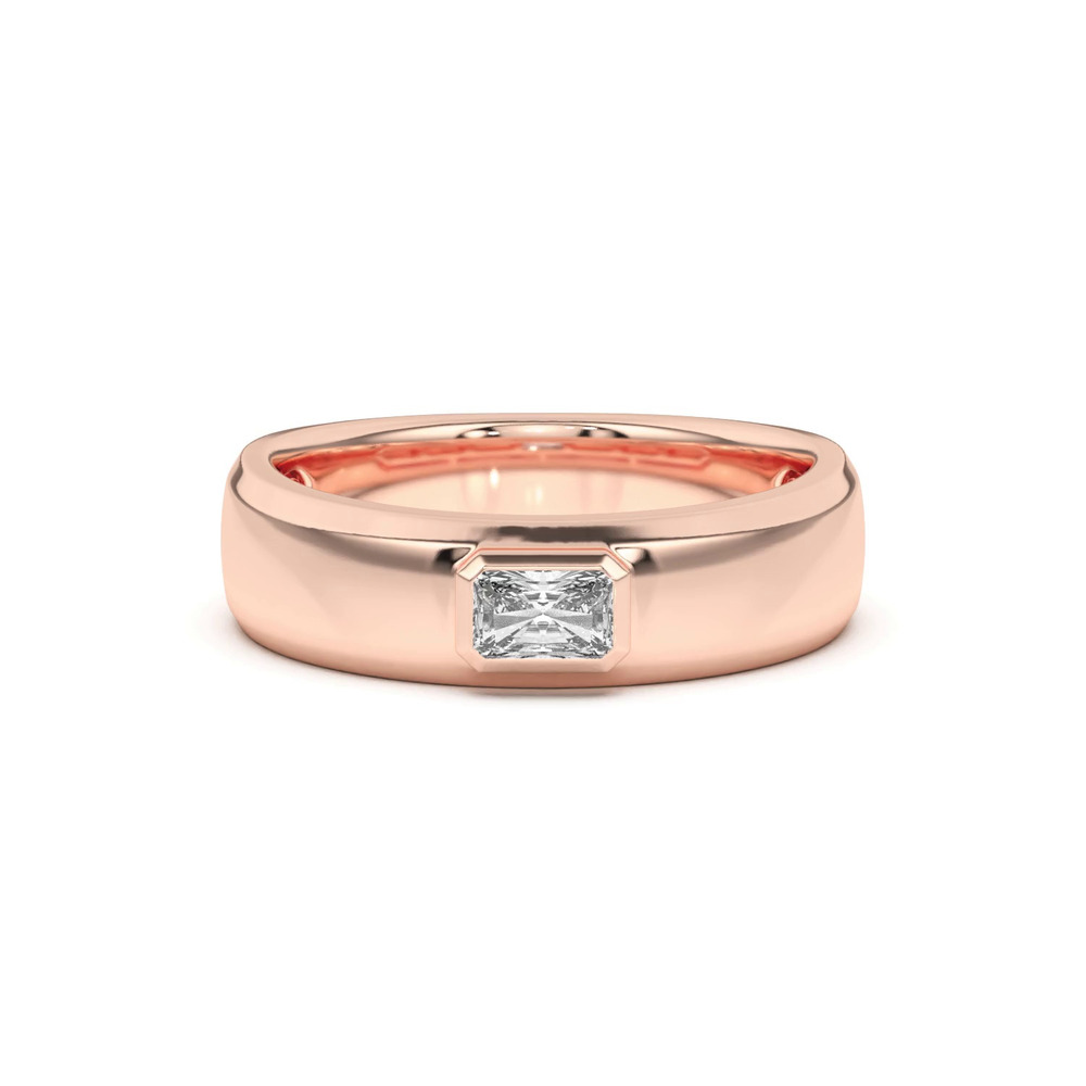 360 degree view of Raised Bezel Emerald-Cut Band