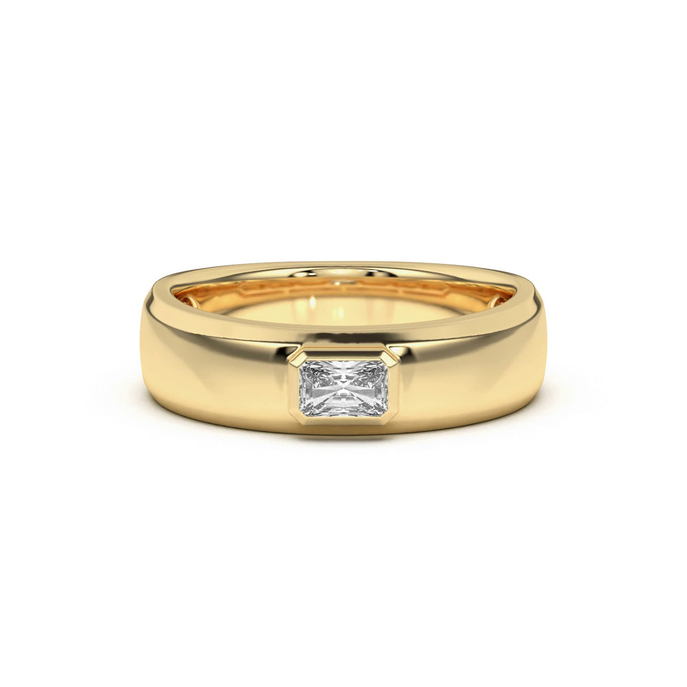360 degree view of Raised Bezel Emerald-Cut Band