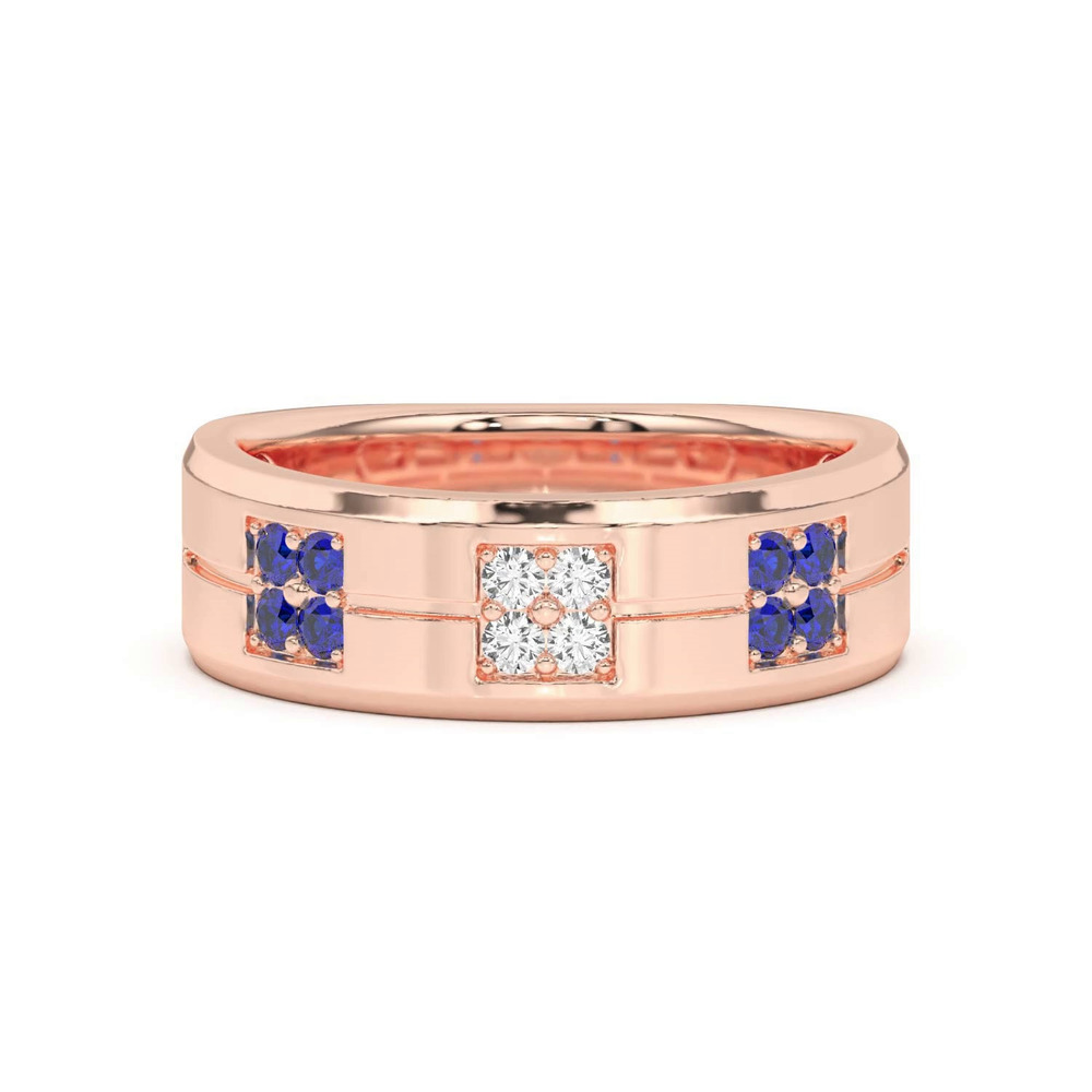 360 degree view of Quad Sapphire and Diamond Groove Band