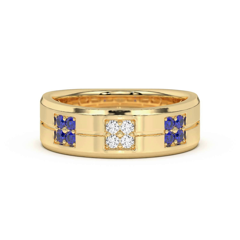 360 degree view of Quad Sapphire and Diamond Groove Band