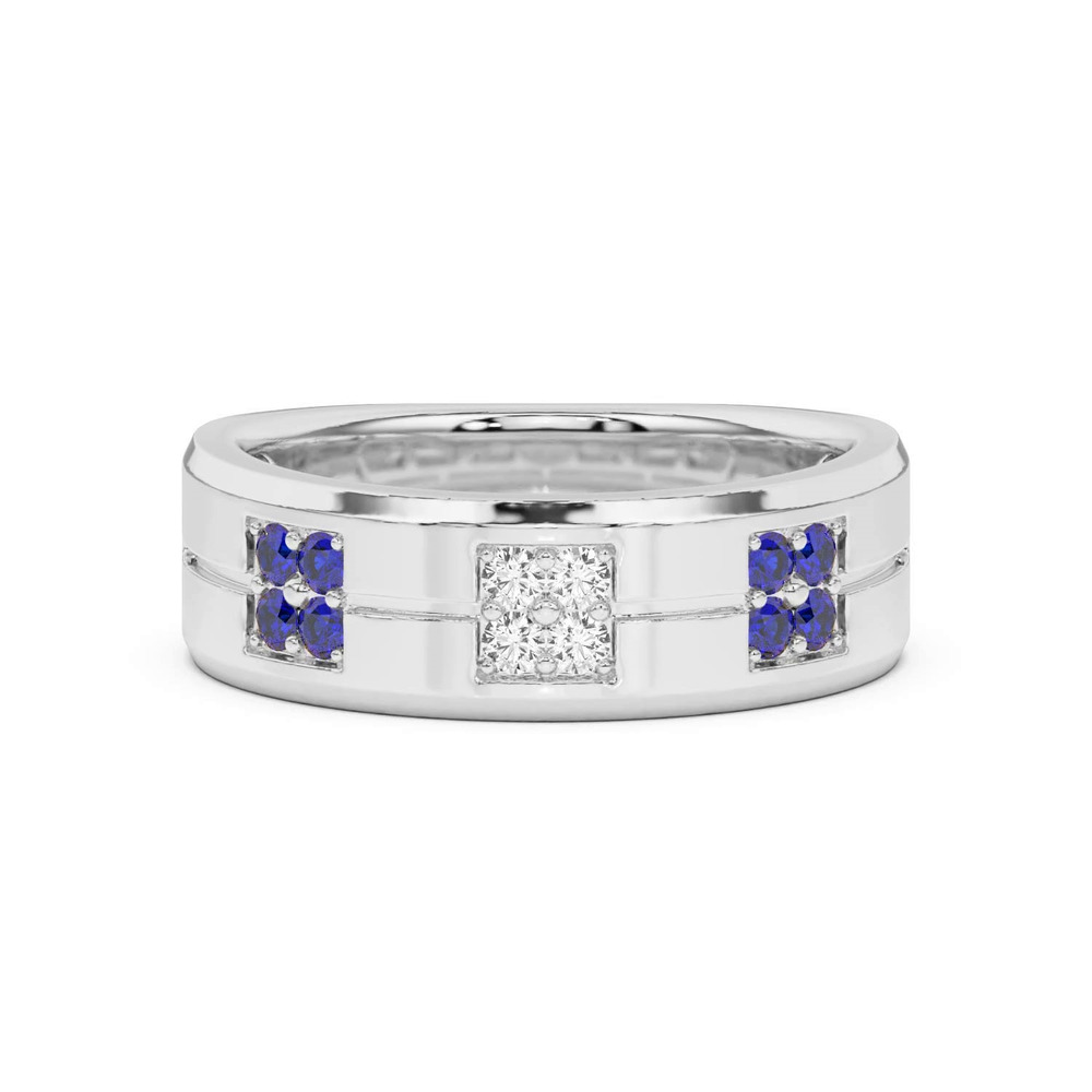 360 degree view of Quad Sapphire and Diamond Groove Band