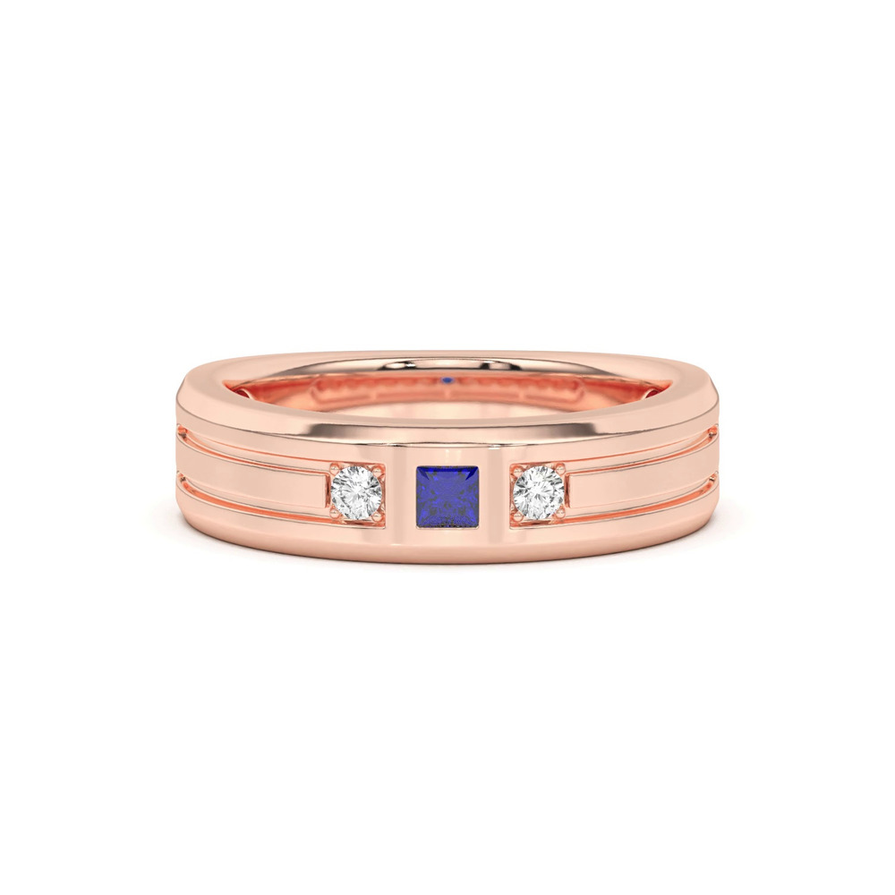 360 degree view of Diamond And Sapphire Grooved Band
