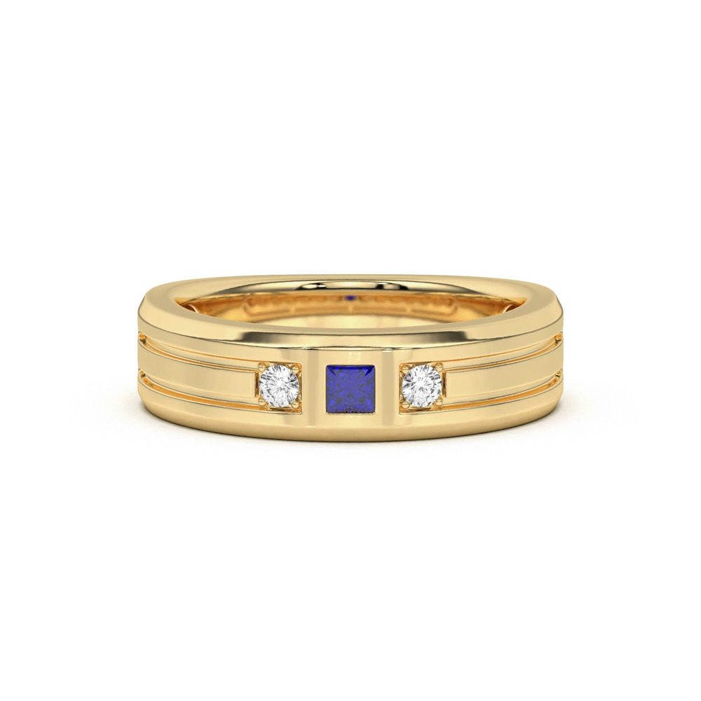 360 degree view of Diamond And Sapphire Grooved Band
