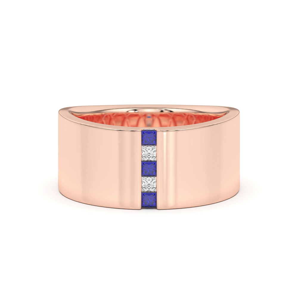 360 degree view of Princess-Cut Sapphire And Diamond Wide Band