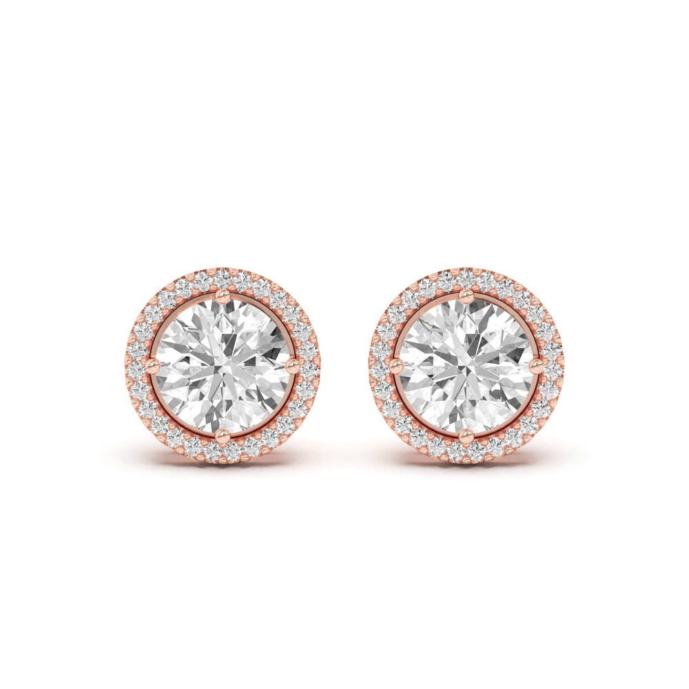 360 degree view of Ella Compass Halo Earrings