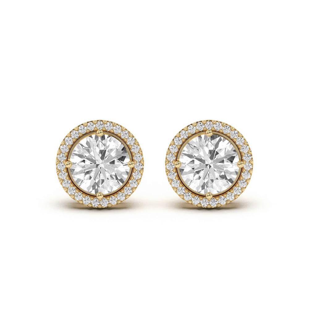 360 degree view of Ella Compass Halo Earrings