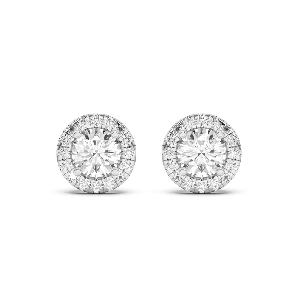 360 degree view of Eva Classic Halo Earrings