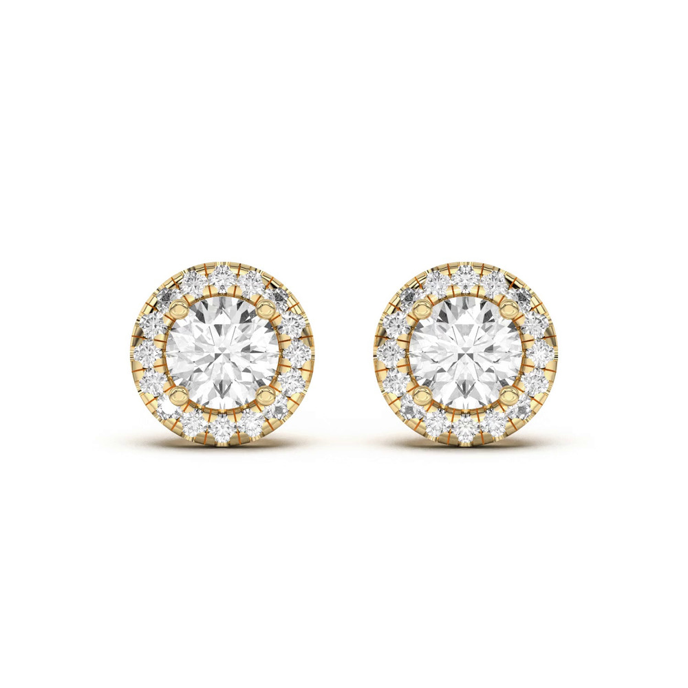 360 degree view of Eva Classic Halo Earrings