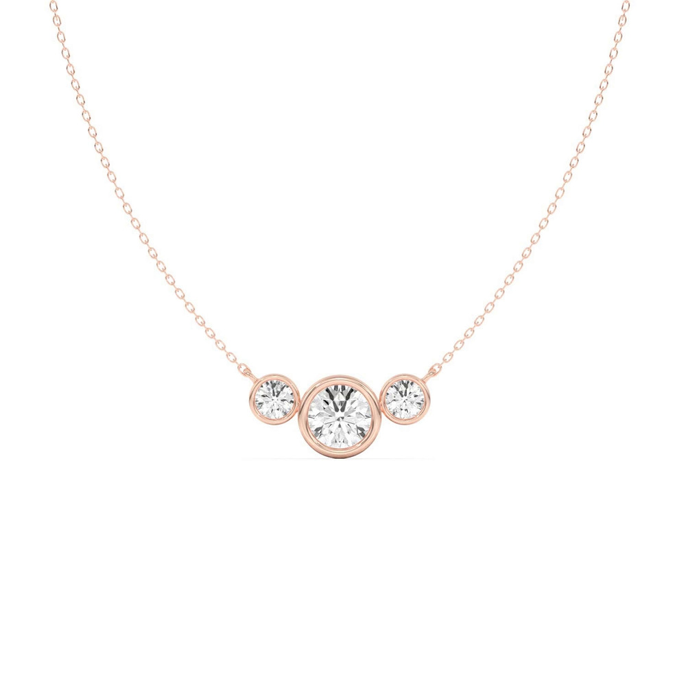 360 degree view of Classic Three-Stone Bezel Lab Diamond Pendant