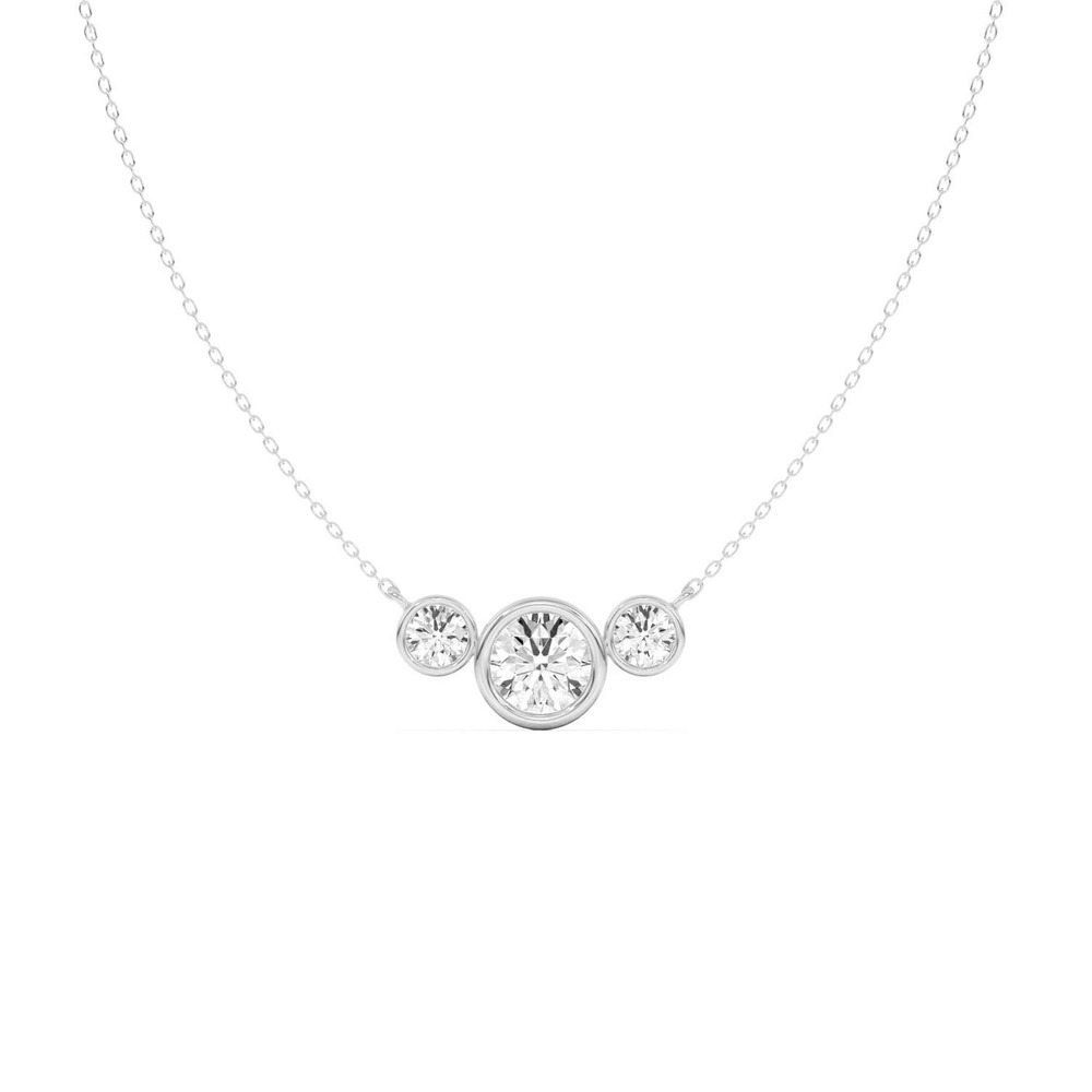 360 degree view of Classic Three-Stone Bezel Diamond Pendant