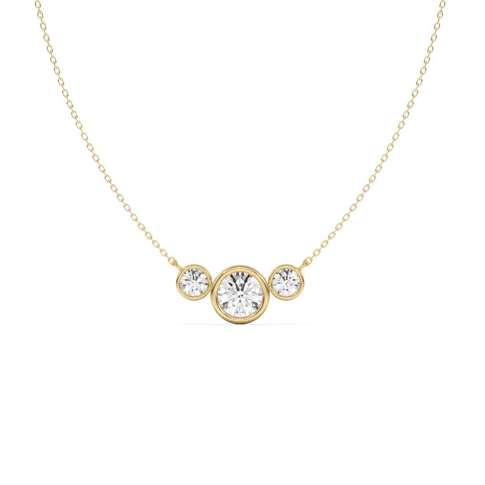 360 degree view of Classic Three-Stone Bezel Lab Diamond Pendant