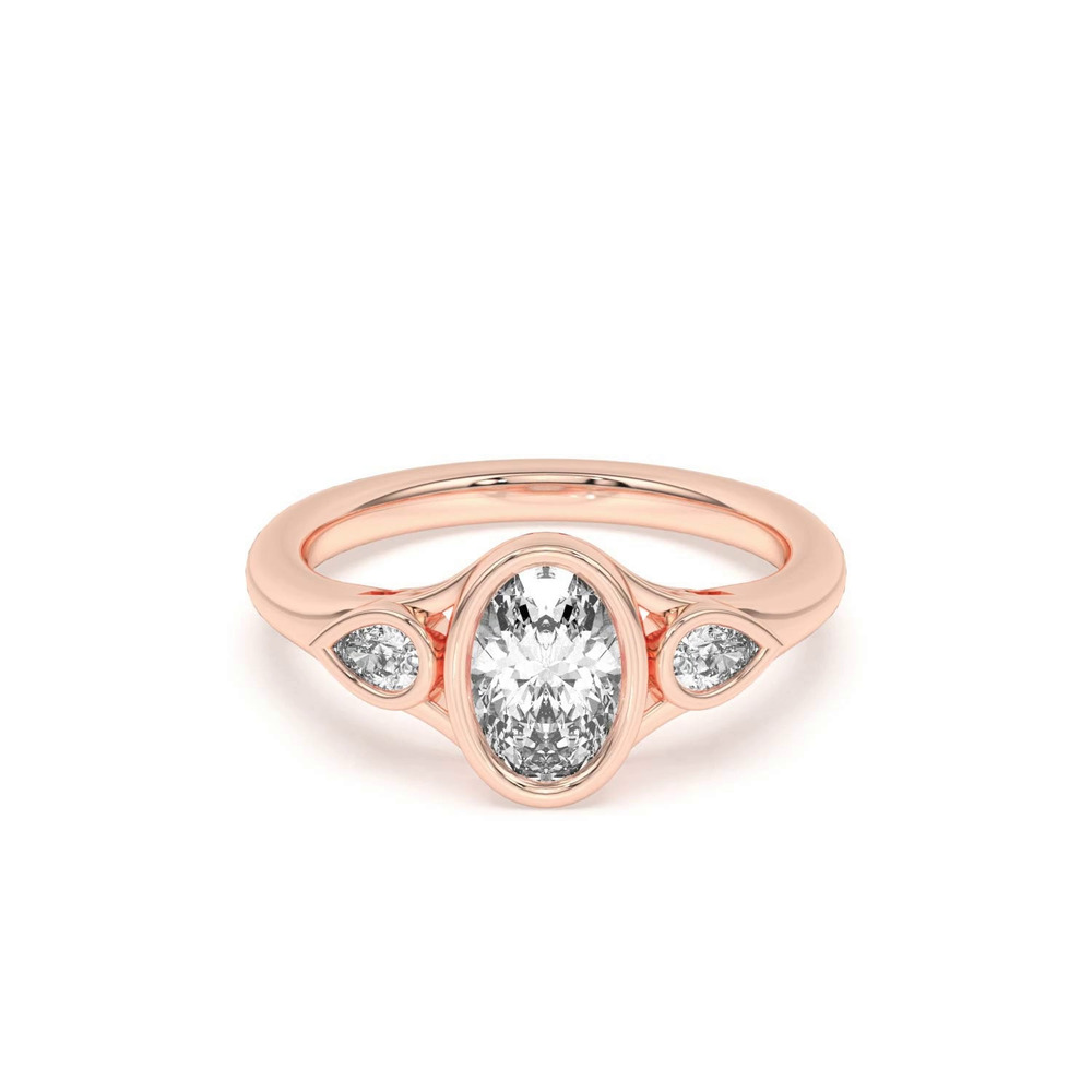 360 degree view of Lani Pear Bezel Three-Stone Engagement Ring