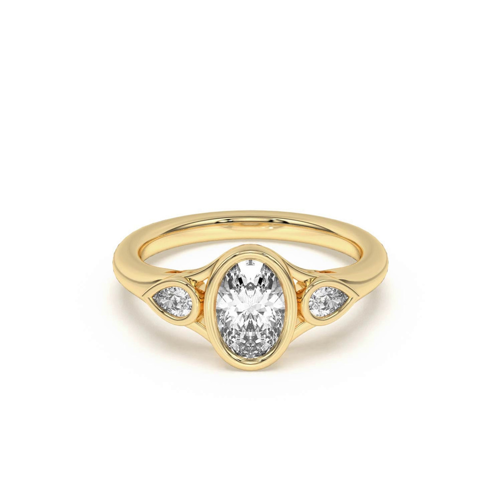360 degree view of Lani Pear Bezel Three-Stone Engagement Ring