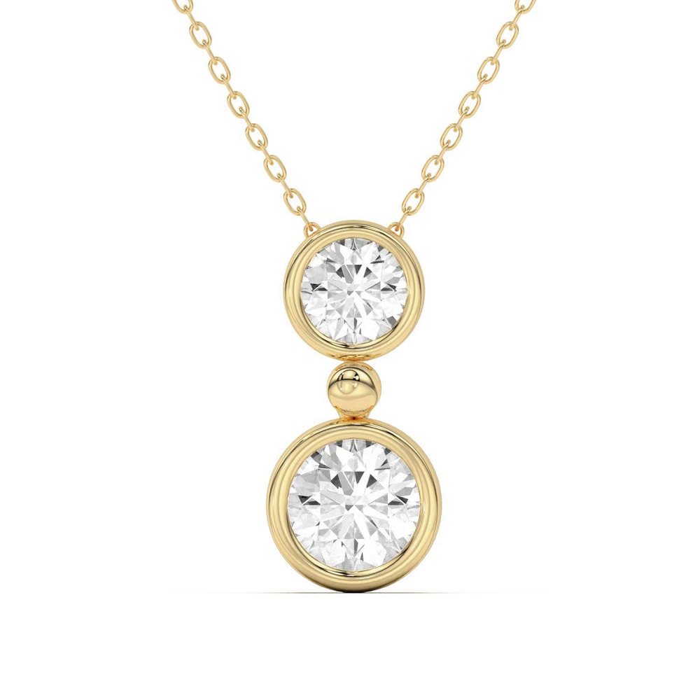 360 degree view of Duo Round Diamond Bezel Pendant