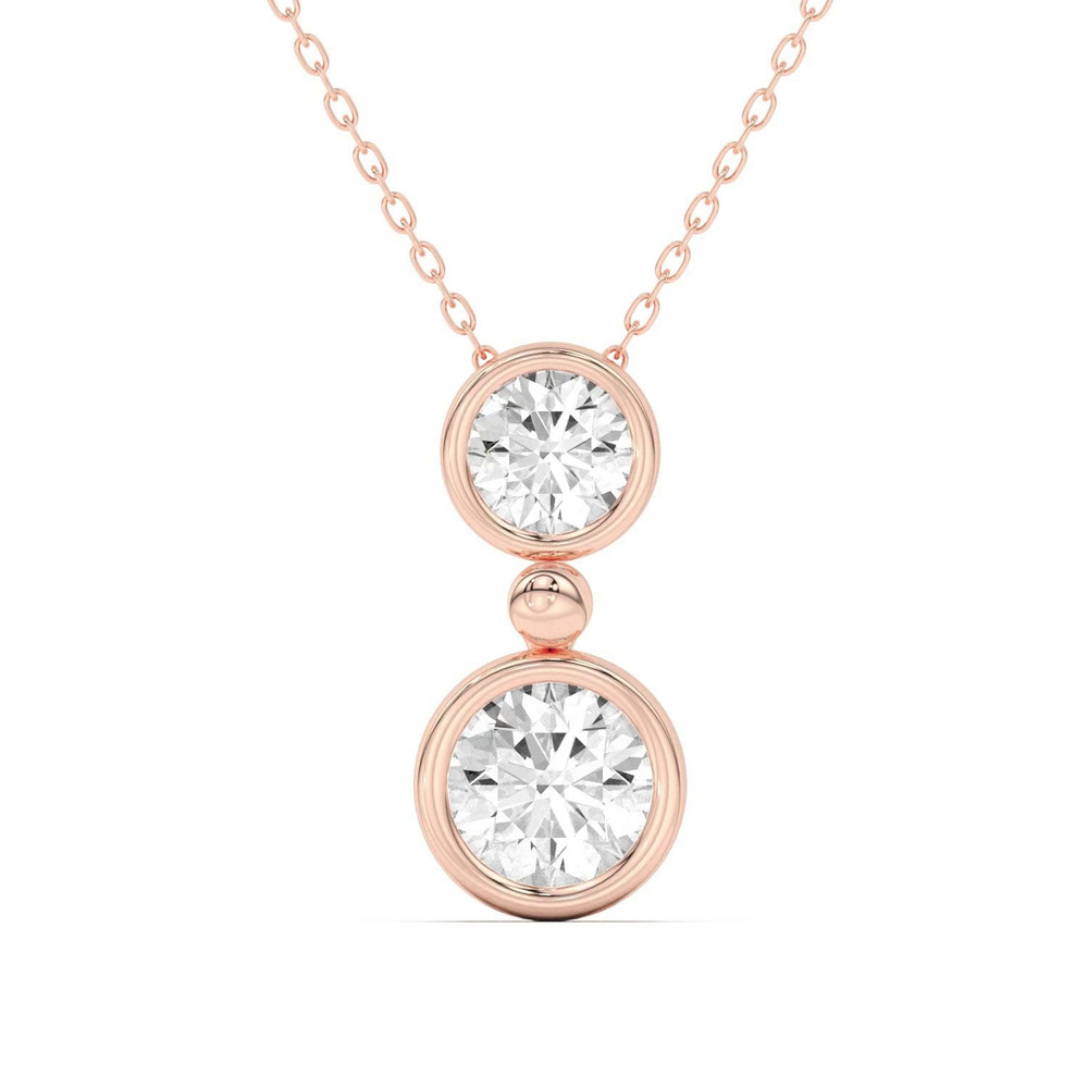 360 degree view of Duo Round Diamond Bezel Pendant